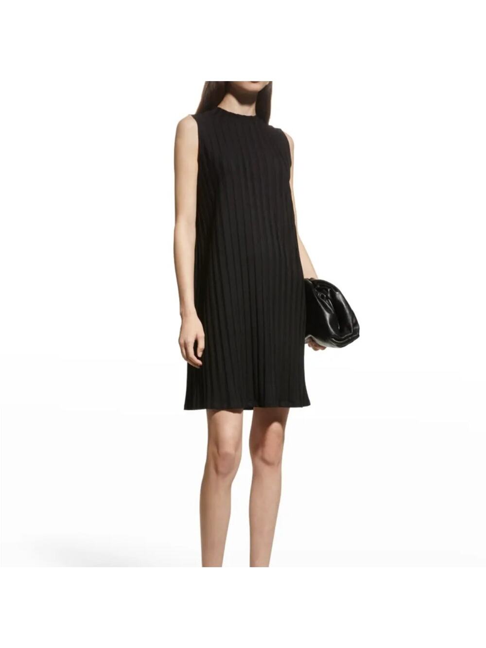 Eileen Fisher Wide Rib Stretch Mock Neck Dress black sz 1X